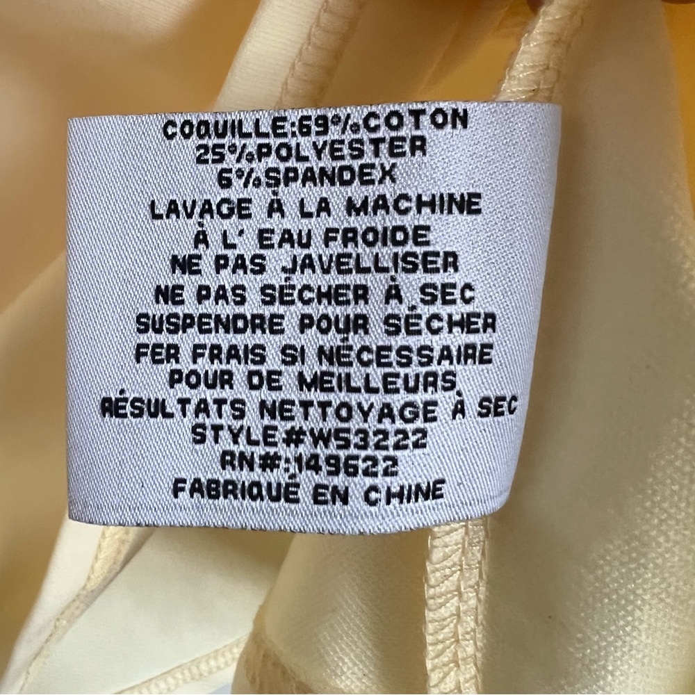 WALTER BAKER cotton puff sleeve top cream butter yellow ruched knit tee - Picture 4 of 6
